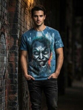 Injustice Gods Among Us Joker Acid Wash Graphic T-Shirt DC Comics Men's Size L
